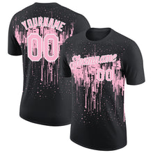 Load image into Gallery viewer, Custom Black Light Pink-White Dripping Splatter Paint Performance T-Shirt

