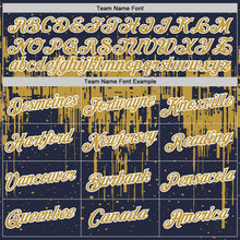 Charger l'image dans la galerie, Custom Navy Old Gold-White Dripping Splatter Paint Performance T-Shirt
