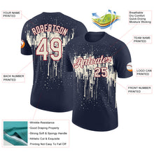 Laden Sie das Bild in den Galerie-Viewer, Custom Navy Cream-Crimson Dripping Splatter Paint Performance T-Shirt
