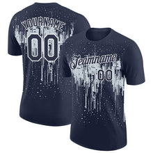 Загрузить изображение в средство просмотра галереи, Custom Navy Silver-White Dripping Splatter Paint Performance T-Shirt
