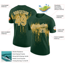 Загрузить изображение в средство просмотра галереи, Custom Green Old Gold-White Dripping Splatter Paint Performance T-Shirt
