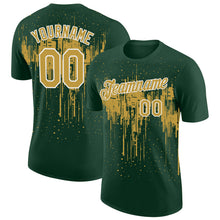 Загрузить изображение в средство просмотра галереи, Custom Green Old Gold-White Dripping Splatter Paint Performance T-Shirt
