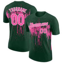 Laden Sie das Bild in den Galerie-Viewer, Custom Green Pink-White Dripping Splatter Paint Performance T-Shirt
