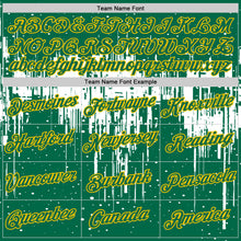 Load image into Gallery viewer, Custom Kelly Green White-Yellow Dripping Splatter Paint Performance T-Shirt
