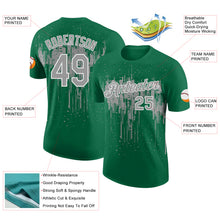 Загрузить изображение в средство просмотра галереи, Custom Kelly Green Gray-White Dripping Splatter Paint Performance T-Shirt
