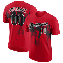 Laden Sie das Bild in den Galerie-Viewer, Custom Red Black-White Dripping Splatter Paint Performance T-Shirt
