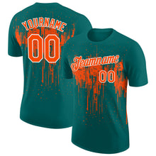 Загрузить изображение в средство просмотра галереи, Custom Teal Orange-White Dripping Splatter Paint Performance T-Shirt

