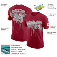 Charger l'image dans la galerie, Custom Crimson Gray-White Dripping Splatter Paint Performance T-Shirt
