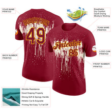 Charger l'image dans la galerie, Custom Crimson Cream-Yellow Dripping Splatter Paint Performance T-Shirt
