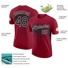 Load image into Gallery viewer, Custom Crimson Black-White Dripping Splatter Paint Performance T-Shirt
