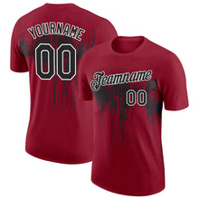 Load image into Gallery viewer, Custom Crimson Black-White Dripping Splatter Paint Performance T-Shirt
