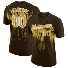 Charger l'image dans la galerie, Custom Brown Old Gold-White Dripping Splatter Paint Performance T-Shirt
