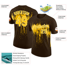 Load image into Gallery viewer, Custom Brown Yellow-White Dripping Splatter Paint Performance T-Shirt
