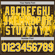 Load image into Gallery viewer, Custom Brown Yellow-White Dripping Splatter Paint Performance T-Shirt
