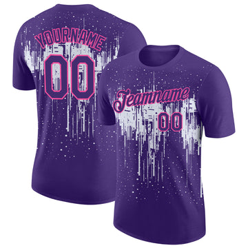 Custom Purple White-Pink Dripping Splatter Paint Performance T-Shirt