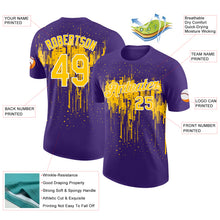 Load image into Gallery viewer, Custom Purple Yellow-White Dripping Splatter Paint Performance T-Shirt

