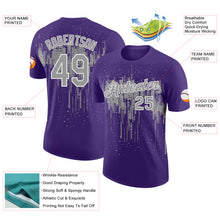 Загрузить изображение в средство просмотра галереи, Custom Purple Gray-White Dripping Splatter Paint Performance T-Shirt
