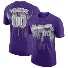Загрузить изображение в средство просмотра галереи, Custom Purple Gray-White Dripping Splatter Paint Performance T-Shirt
