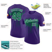 Load image into Gallery viewer, Custom Purple Kelly Green-White Dripping Splatter Paint Performance T-Shirt
