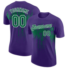 Load image into Gallery viewer, Custom Purple Kelly Green-White Dripping Splatter Paint Performance T-Shirt
