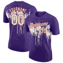 Charger l'image dans la galerie, Custom Purple Cream-Crimson Dripping Splatter Paint Performance T-Shirt
