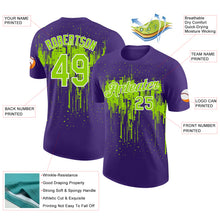 Charger l'image dans la galerie, Custom Purple Neon Green-White Dripping Splatter Paint Performance T-Shirt
