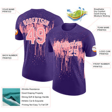 Laden Sie das Bild in den Galerie-Viewer, Custom Purple Medium Pink-White Dripping Splatter Paint Performance T-Shirt
