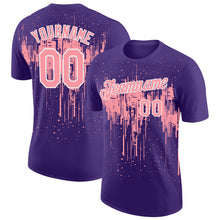 Laden Sie das Bild in den Galerie-Viewer, Custom Purple Medium Pink-White Dripping Splatter Paint Performance T-Shirt
