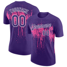 Load image into Gallery viewer, Custom Purple Pink-White Dripping Splatter Paint Performance T-Shirt
