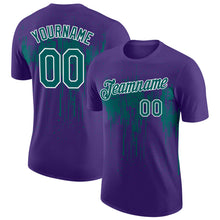 Laden Sie das Bild in den Galerie-Viewer, Custom Purple Teal-White Dripping Splatter Paint Performance T-Shirt
