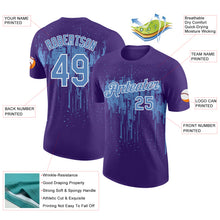 Laden Sie das Bild in den Galerie-Viewer, Custom Purple Light Blue-White Dripping Splatter Paint Performance T-Shirt
