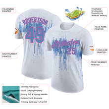 Load image into Gallery viewer, Custom White Light Blue-Pink Dripping Splatter Paint Performance T-Shirt
