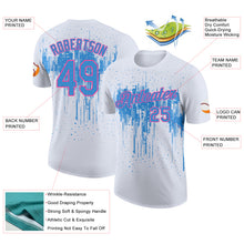 Загрузить изображение в средство просмотра галереи, Custom White Powder Blue-Pink Dripping Splatter Paint Performance T-Shirt
