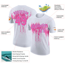 Load image into Gallery viewer, Custom White Pink-Light Blue Dripping Splatter Paint Performance T-Shirt
