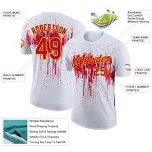 Load image into Gallery viewer, Custom White Red-Yellow Dripping Splatter Paint Performance T-Shirt

