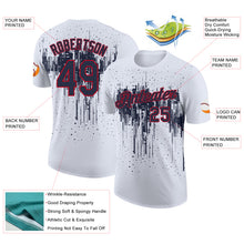 Charger l'image dans la galerie, Custom White Navy-Red Dripping Splatter Paint Performance T-Shirt
