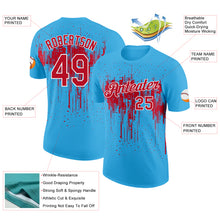 Load image into Gallery viewer, Custom Sky Blue Red-White Dripping Splatter Paint Performance T-Shirt
