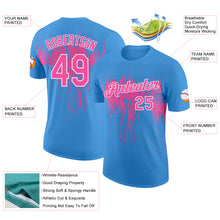 Load image into Gallery viewer, Custom Powder Blue Pink-White Dripping Splatter Paint Performance T-Shirt
