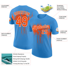 Laden Sie das Bild in den Galerie-Viewer, Custom Powder Blue Orange-White Dripping Splatter Paint Performance T-Shirt
