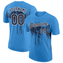 Laden Sie das Bild in den Galerie-Viewer, Custom Powder Blue Navy-White Dripping Splatter Paint Performance T-Shirt
