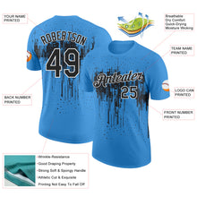 Charger l'image dans la galerie, Custom Powder Blue Black-White Dripping Splatter Paint Performance T-Shirt
