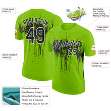 Laden Sie das Bild in den Galerie-Viewer, Custom Neon Green Black-White Dripping Splatter Paint Performance T-Shirt
