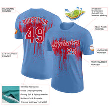 Laden Sie das Bild in den Galerie-Viewer, Custom Light Blue Red-White Dripping Splatter Paint Performance T-Shirt
