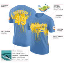 Load image into Gallery viewer, Custom Light Blue Yellow-White Dripping Splatter Paint Performance T-Shirt
