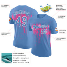 Загрузить изображение в средство просмотра галереи, Custom Light Blue Pink-White Dripping Splatter Paint Performance T-Shirt
