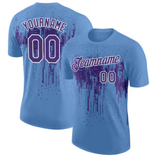 Load image into Gallery viewer, Custom Light Blue Purple-White Dripping Splatter Paint Performance T-Shirt
