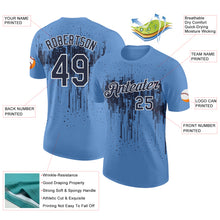Загрузить изображение в средство просмотра галереи, Custom Light Blue Navy-White Dripping Splatter Paint Performance T-Shirt

