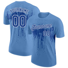 Laden Sie das Bild in den Galerie-Viewer, Custom Light Blue Royal-White Dripping Splatter Paint Performance T-Shirt
