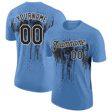 Загрузить изображение в средство просмотра галереи, Custom Light Blue Black-White Dripping Splatter Paint Performance T-Shirt
