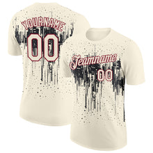 Laden Sie das Bild in den Galerie-Viewer, Custom Cream Black-Crimson Dripping Splatter Paint Performance T-Shirt

